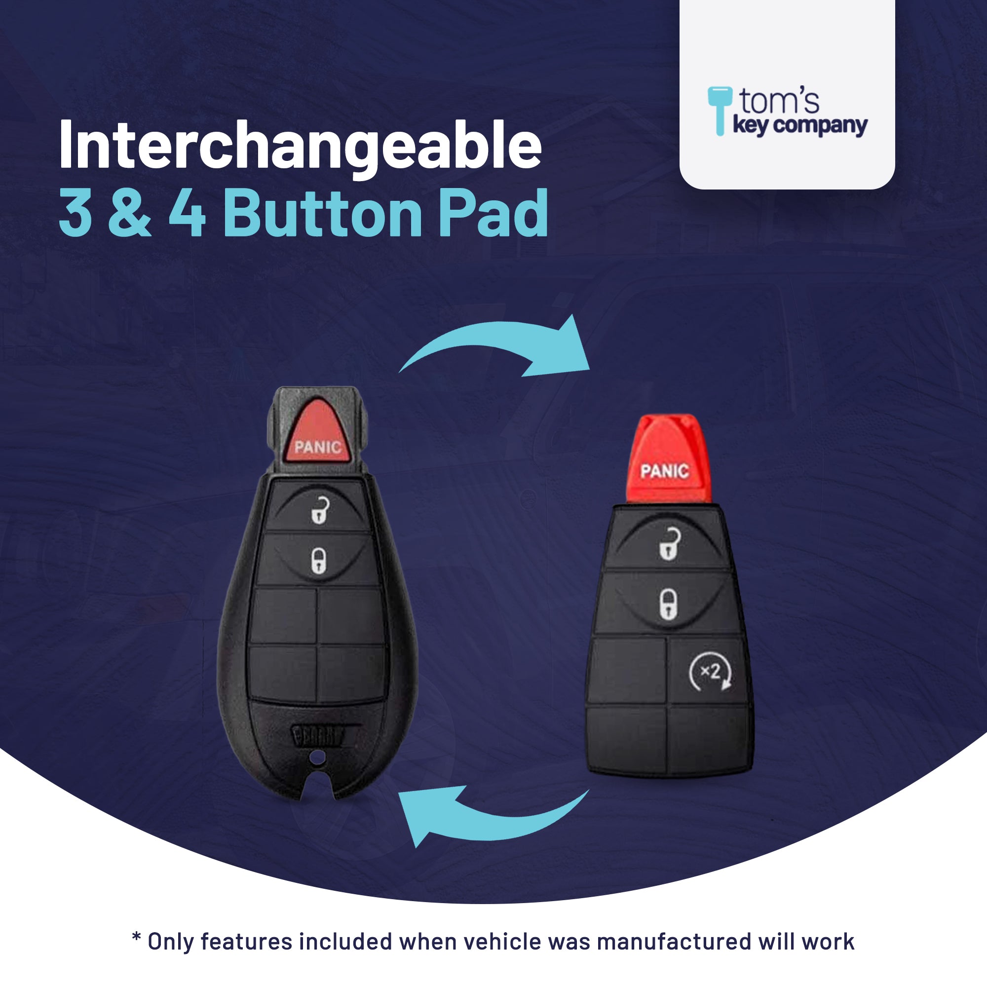 Ultimate Key Bundle DIY Car Key Replacement Kit with SimpleKey™ Programmer & Key By Photo™ Service | Chrysler, Dodge, Jeep, RAM, & Volkswagen 3 Button Non-Proximity FOBIK