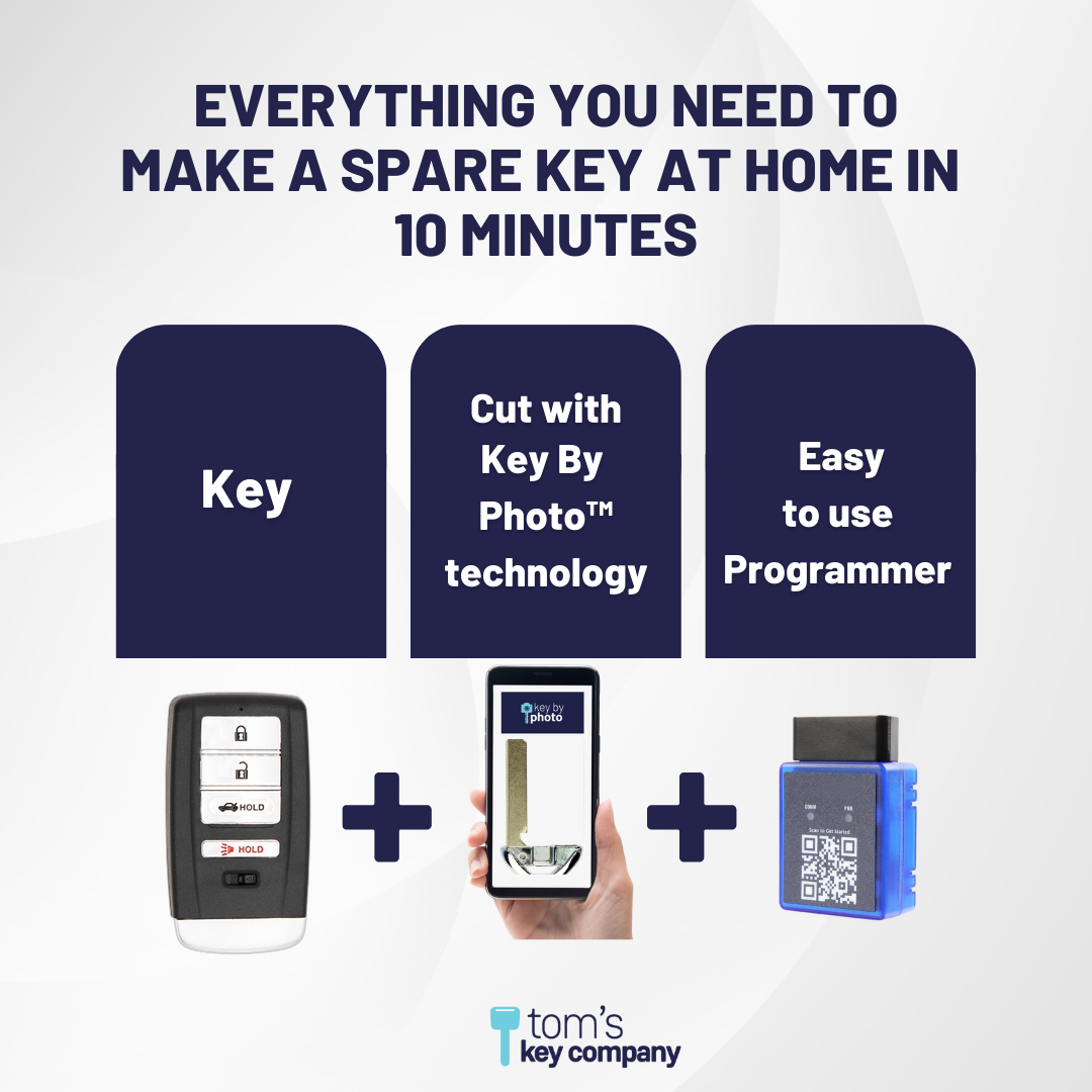 Ultimate Smart Key Bundle with Programming Tool, Aftermarket 4-Button Smart Key Fob and Key By Photo for Select Acura Vehicles (ACUSK-4B-TR-909-K-UKB)