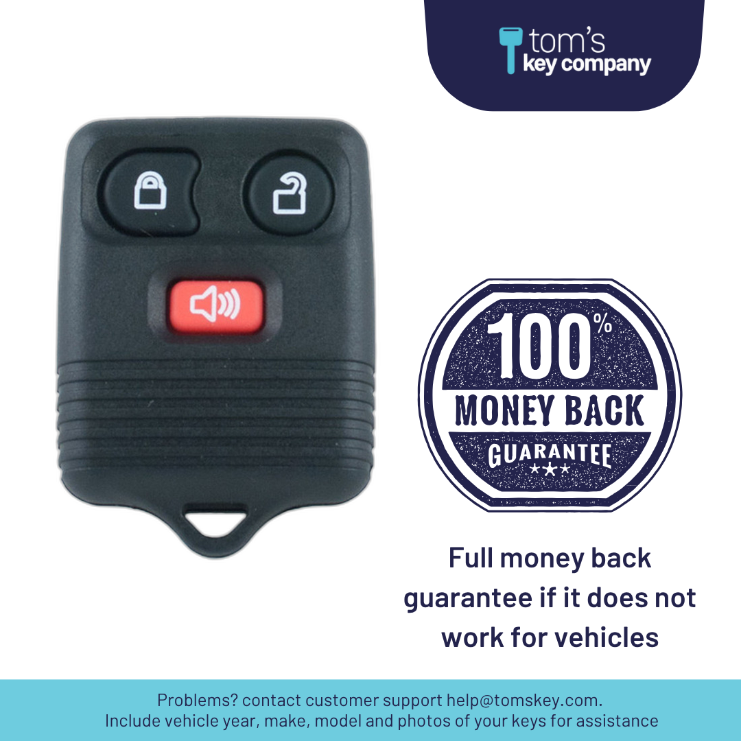 Brand New Aftermarket 3-Button Remote Fob with Lock, Unlock, Panic for Select Ford Vehicles (FOR-3B-DOOR)