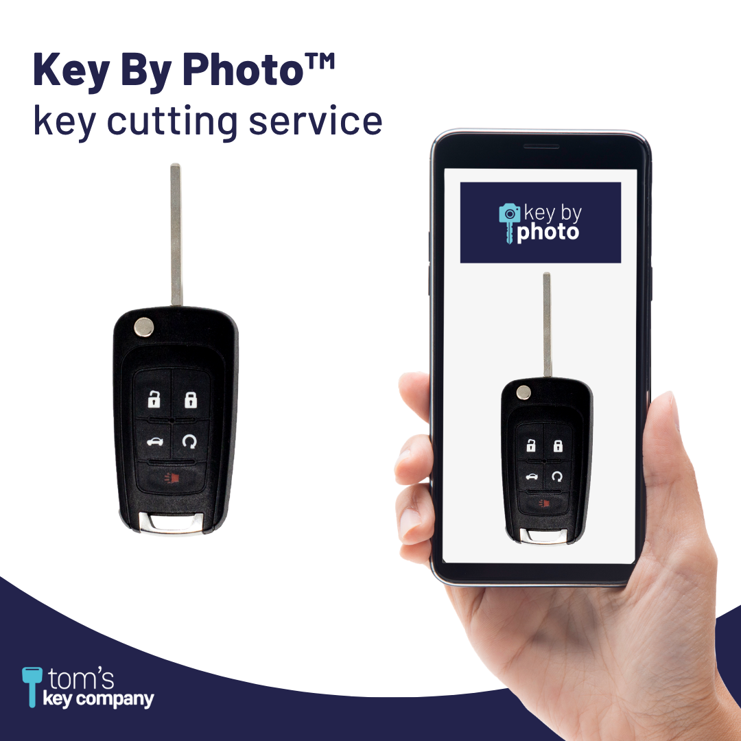 Ultimate Key Bundle DIY Car Key Replacement Kit with SimpleKey™ Programmer & Key By Photo™ Service | Select Buick, Chevrolet & GMC Vehicle with 5 Button Remote Key with Trunk Release Feature, High Security Blade (GMFK5TRSSK-KBP-UKB)