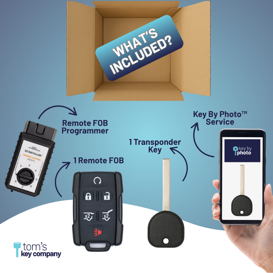 Ultimate Key Bundle DIY Car Key Replacement Kit with Keyless Entry Remote™ Programmer, Transponder Key, & Key By Photo™ Service | Chevrolet & GMC (GMRM-6THZ1RE-B119-KBP-UKB)