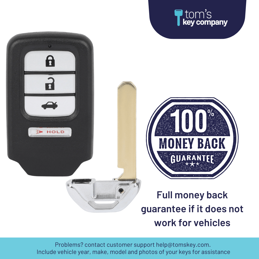 Honda Accord, Civic, & CR-V 4-Button Smart Key with Trunk Release (HONSK-4B-ACJ932HK1210A) - Tom's Key Company