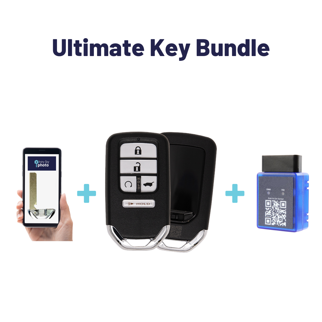 Ultimate Smart Key Bundle with Programming Tool, Aftermarket 5-Button Smart Key Fob and Key By Photo for Select Honda Vehicles (HONSK-5B-514-K-UKB)