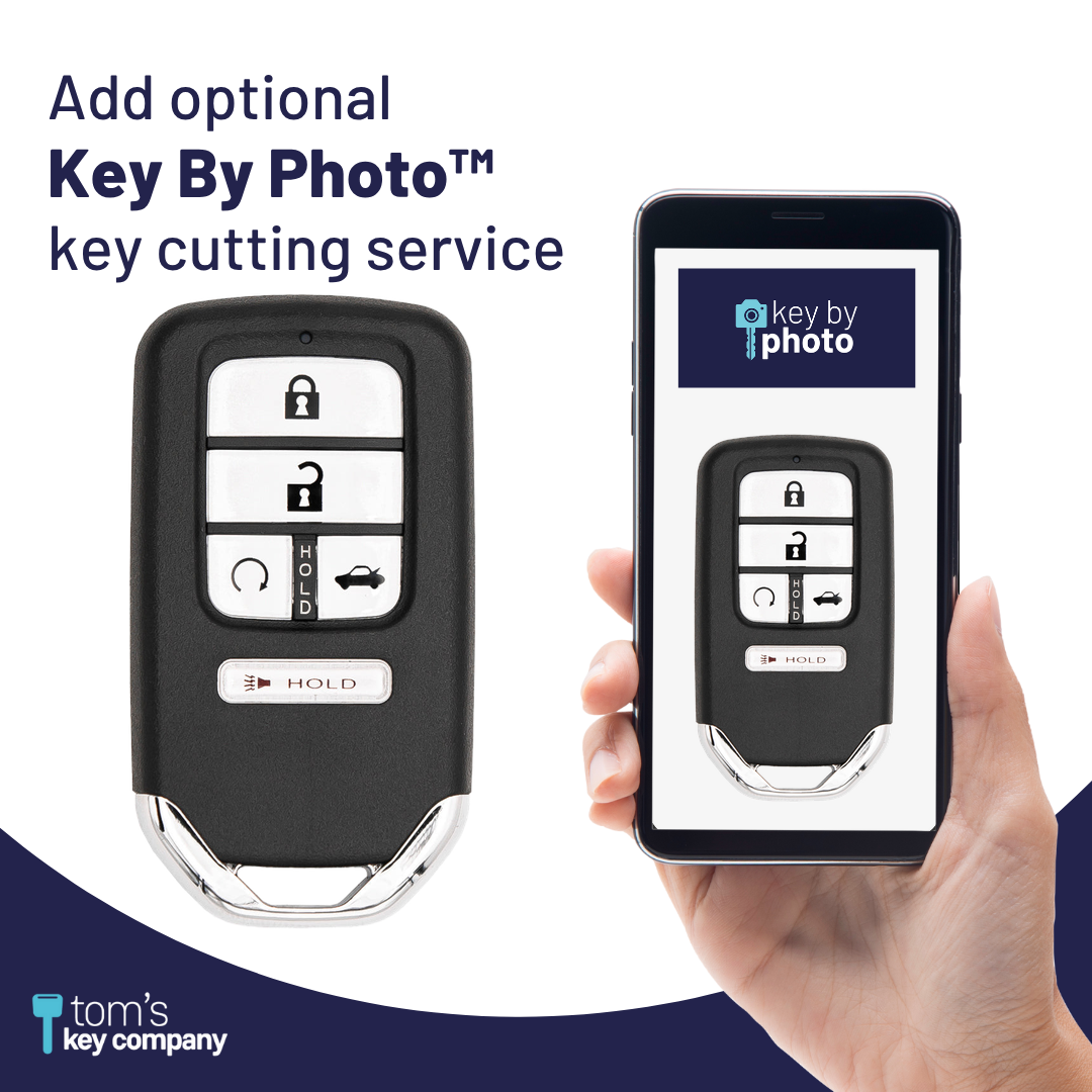 Brand New Aftermarket 5-Button Smart Key Fob with Lock, Unlock, Remote Start Hold, Trunk, Panic for Select Honda Vehicles (HONSK-5B-TRS-CWTW)