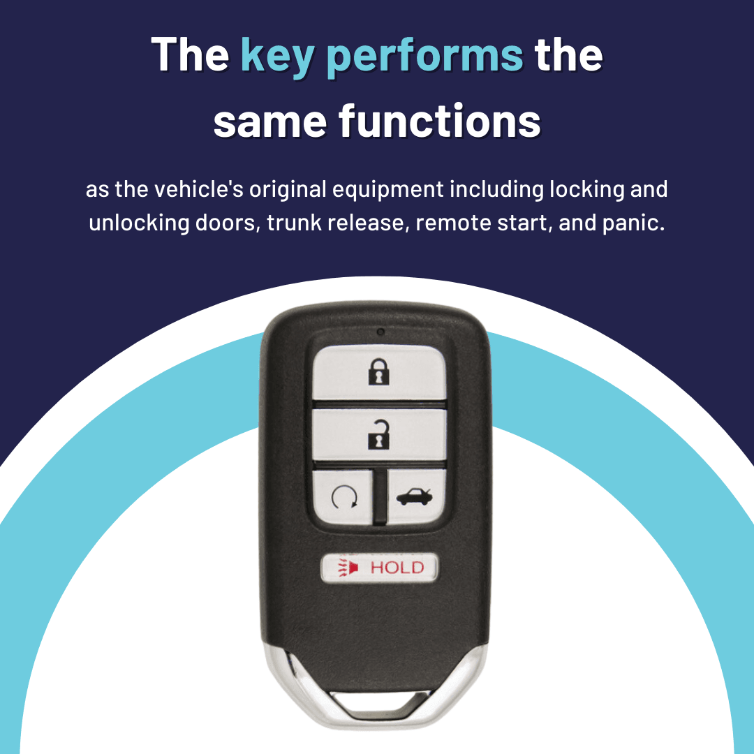 Honda 5-Button OEM Smart Key with Remote Start and Trunk Release (HONSK-OEM-5B-TRS-CWTW)