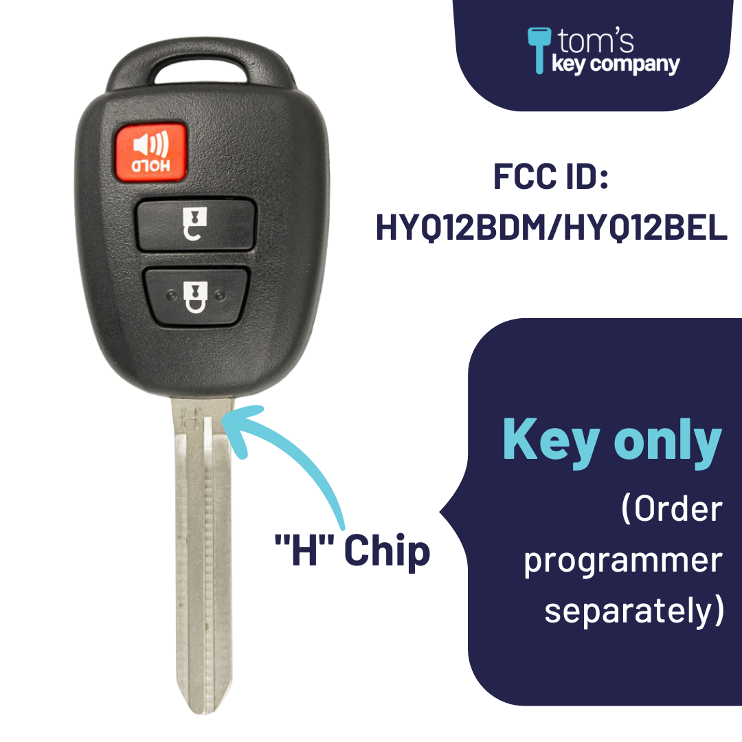 Toyota Prius C and Tacoma Key and Remote ("H" Chip key with 3 Button Keyless Entry Remote FOB) HYQ12BEL-3B-H (HYQ12BDM)