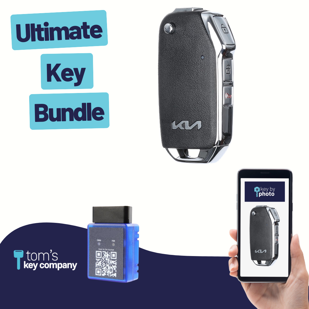 Ultimate Remote Key Bundle with Programming Tool, Refurbished 3-Button Remote Key and Key By Photo for Select Kia Vehicles (KIAFLP-3B-237-REF-K-UKB)