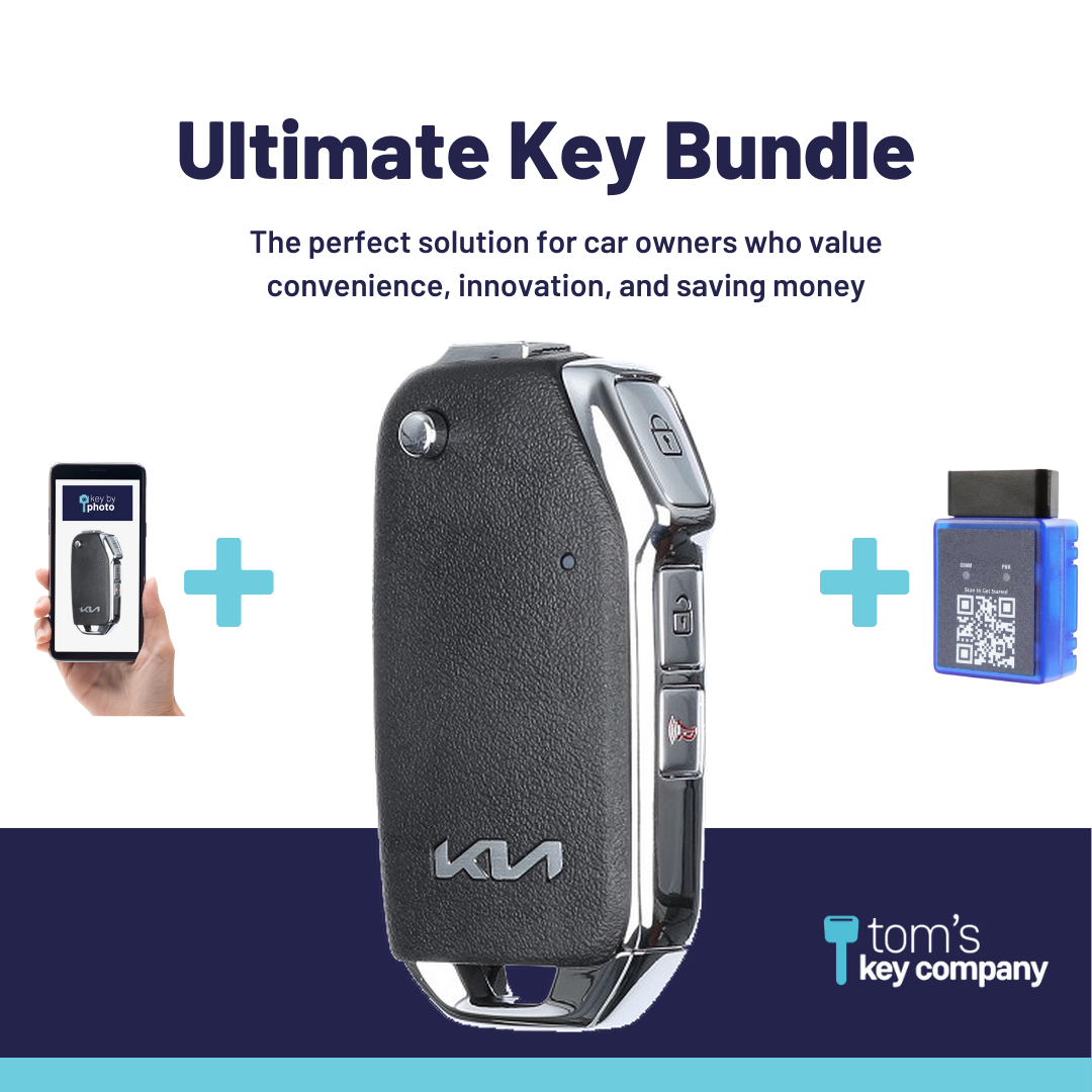Ultimate Remote Key Bundle with Programming Tool, Refurbished 3-Button Remote Key and Key By Photo for Select Kia Vehicles (KIAFLP-3B-237-REF-K-UKB)