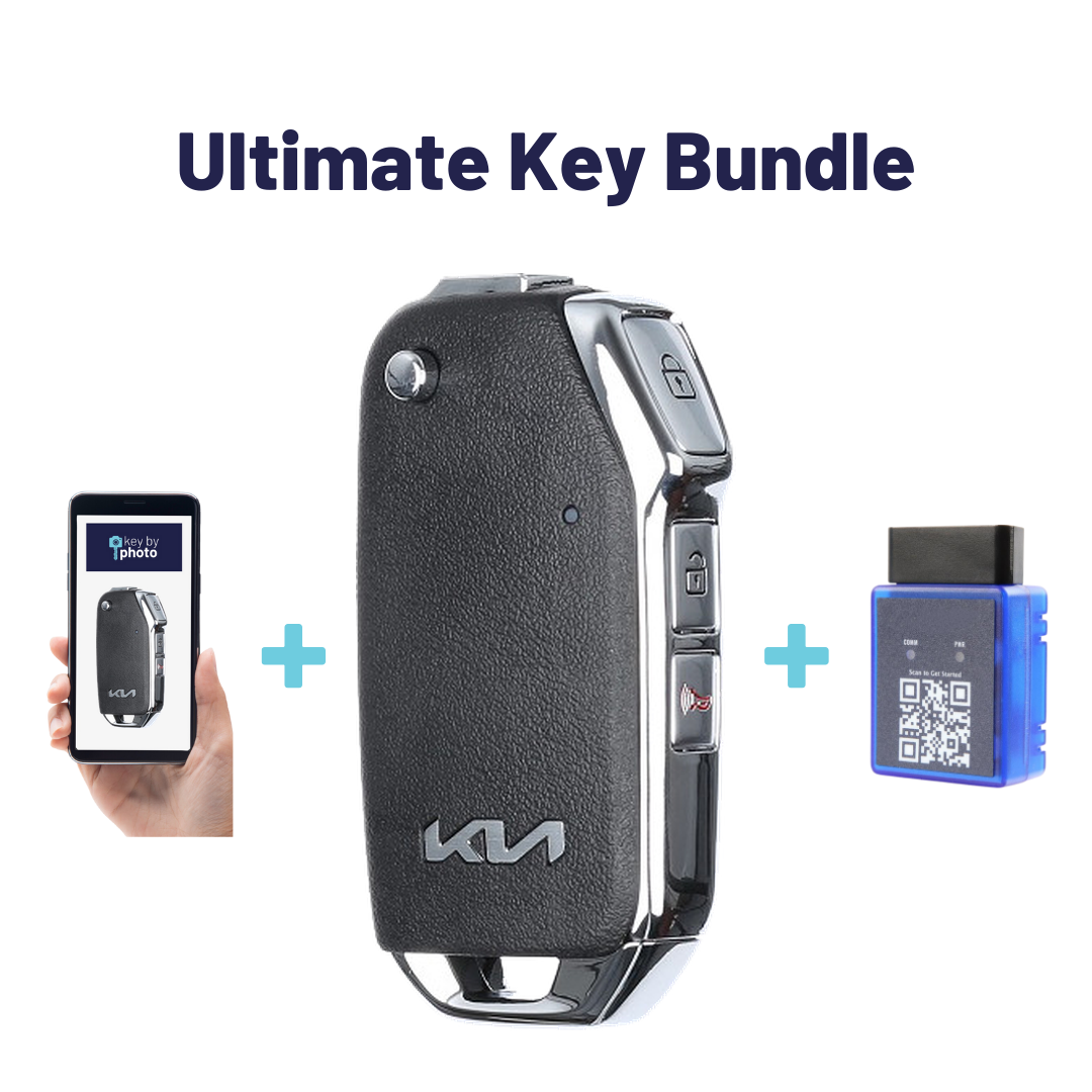 Ultimate Remote Key Bundle with Programming Tool, Refurbished 3-Button Remote Key and Key By Photo for Select Kia Vehicles (KIAFLP-3B-237-REF-K-UKB)