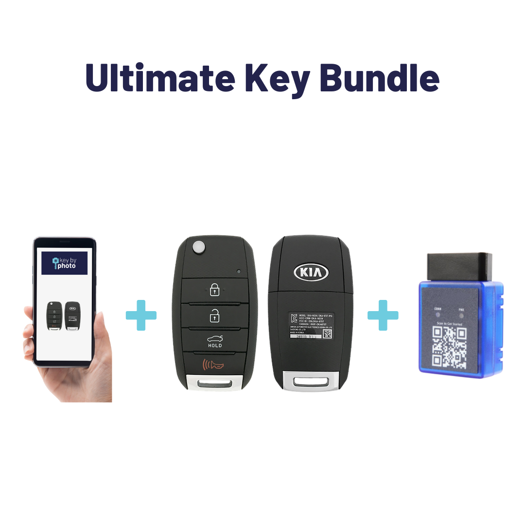 Ultimate Remote Key Bundle with Programming Tool, Refurbished 4-Button Remote Key and Key By Photo for Select Kia Vehicles (KIAFLP-4B-TR-145-REF-K-UKB)