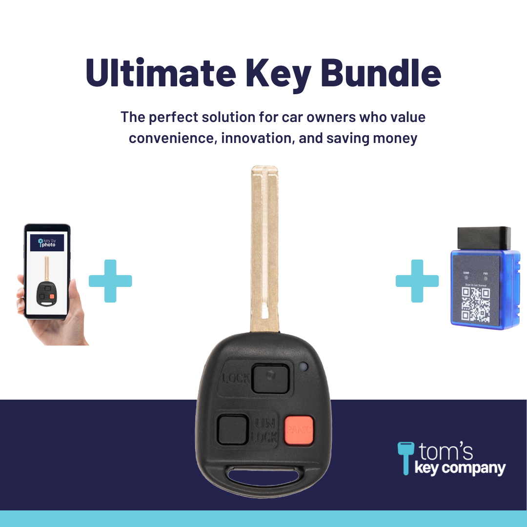 Ultimate Remote Key Bundle with Programming Tool, Aftermarket 3-Button Remote Key and Key By Photo for Select Lexus Vehicles (LEXCK-3B-08L-K-UKB)