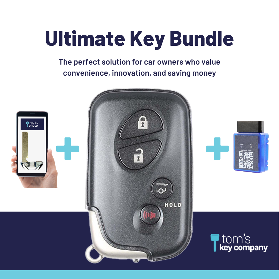 Ultimate Smart Key Bundle with Programming Tool, Aftermarket 4-Button Smart Key Fob and Key By Photo for Select Lexus Vehicles (LEXSK-4B-HR-41-K-UKB)