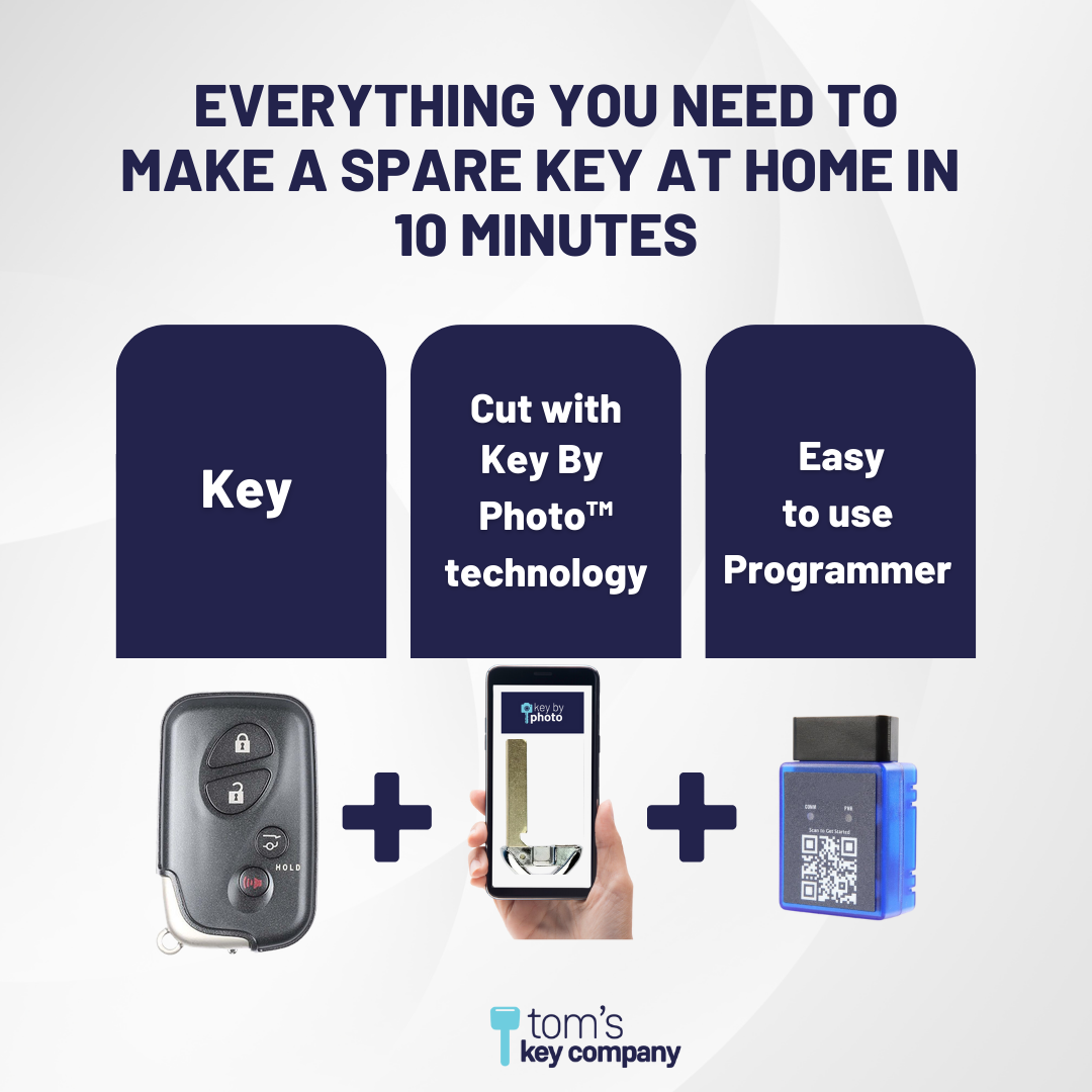 Ultimate Smart Key Bundle with Programming Tool, Aftermarket 4-Button Smart Key Fob and Key By Photo for Select Lexus Vehicles (LEXSK-4B-HR-41-K-UKB)
