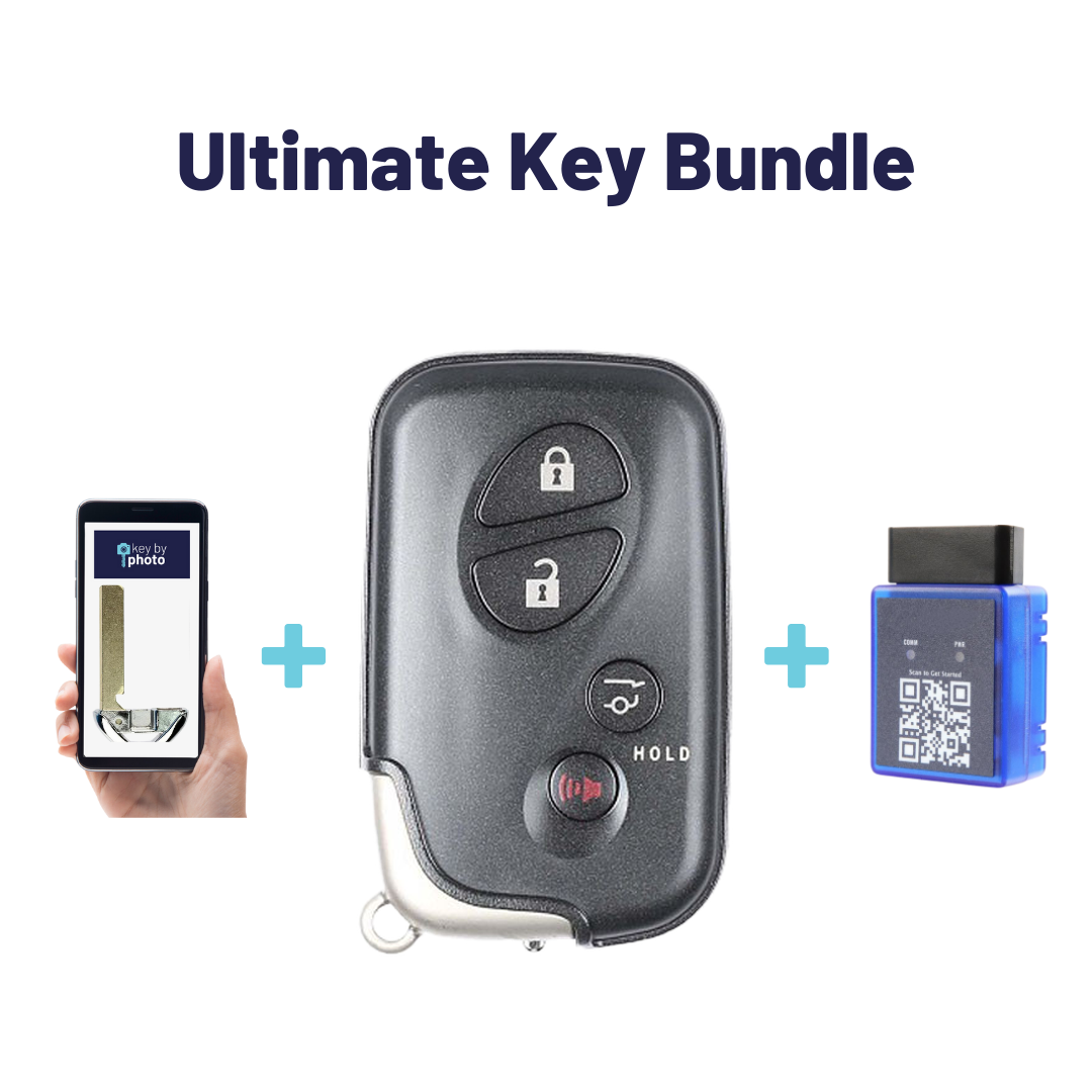 Ultimate Smart Key Bundle with Programming Tool, Aftermarket 4-Button Smart Key Fob and Key By Photo for Select Lexus Vehicles (LEXSK-4B-HR-41-K-UKB)