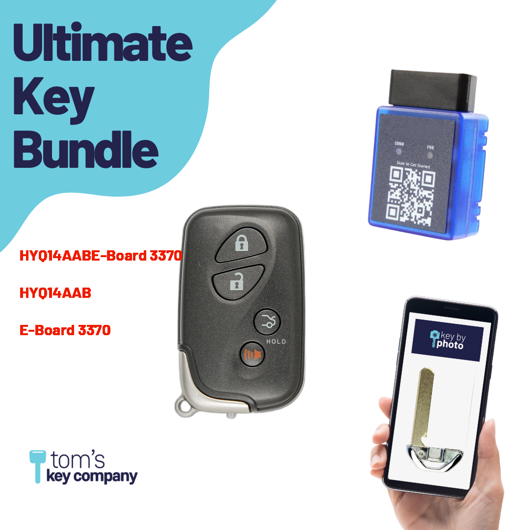 Ultimate Smart Key Bundle with Programming Tool, Aftermarket 4-Button Smart Key Fob and Key By Photo for Select Lexus Vehicles (LEXSK-4B-TR-33-K-UKB)