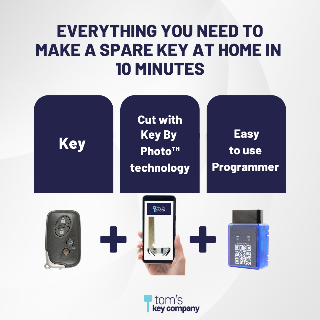 Ultimate Smart Key Bundle with Programming Tool, Aftermarket 4-Button Smart Key Fob and Key By Photo for Select Lexus Vehicles (LEXSK-4B-TR-33-K-UKB)