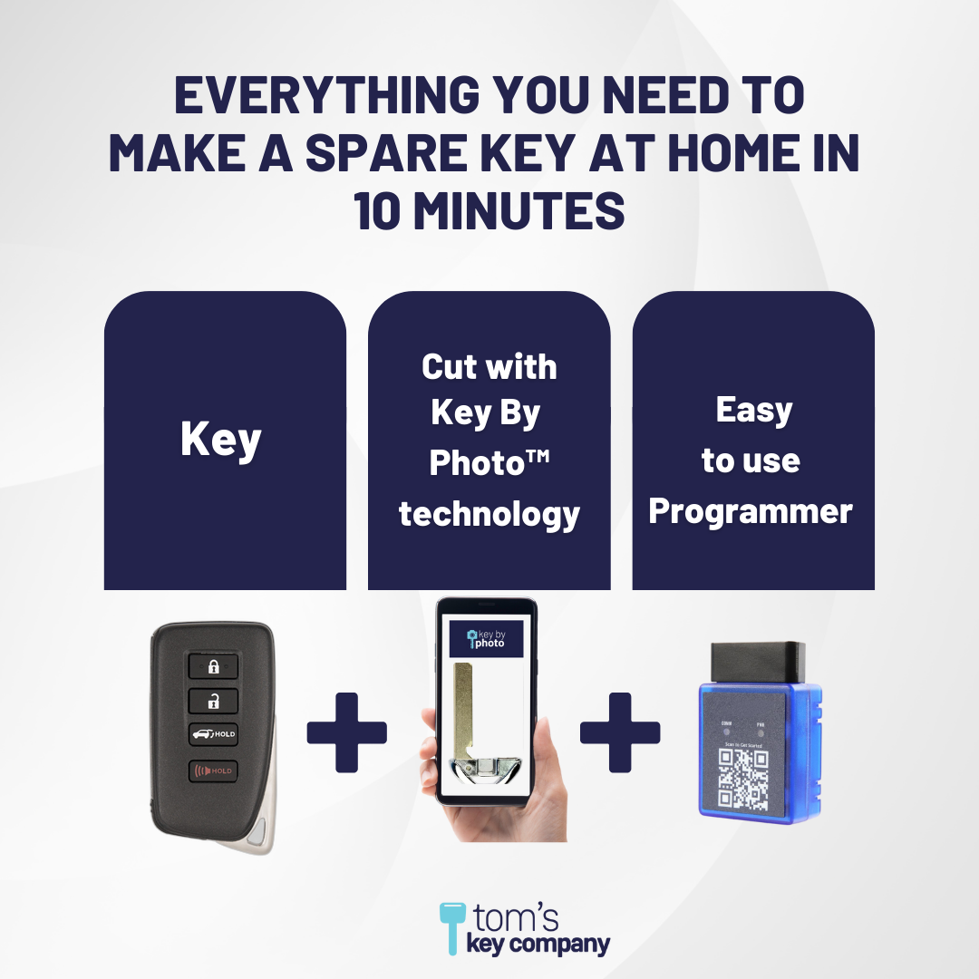 Ultimate Smart Key Bundle with Programming Tool, Aftermarket 4-Button Smart Key Fob and Key By Photo for Select Lexus Vehicles (LEXSK-4B-TR-43-K-UKB)