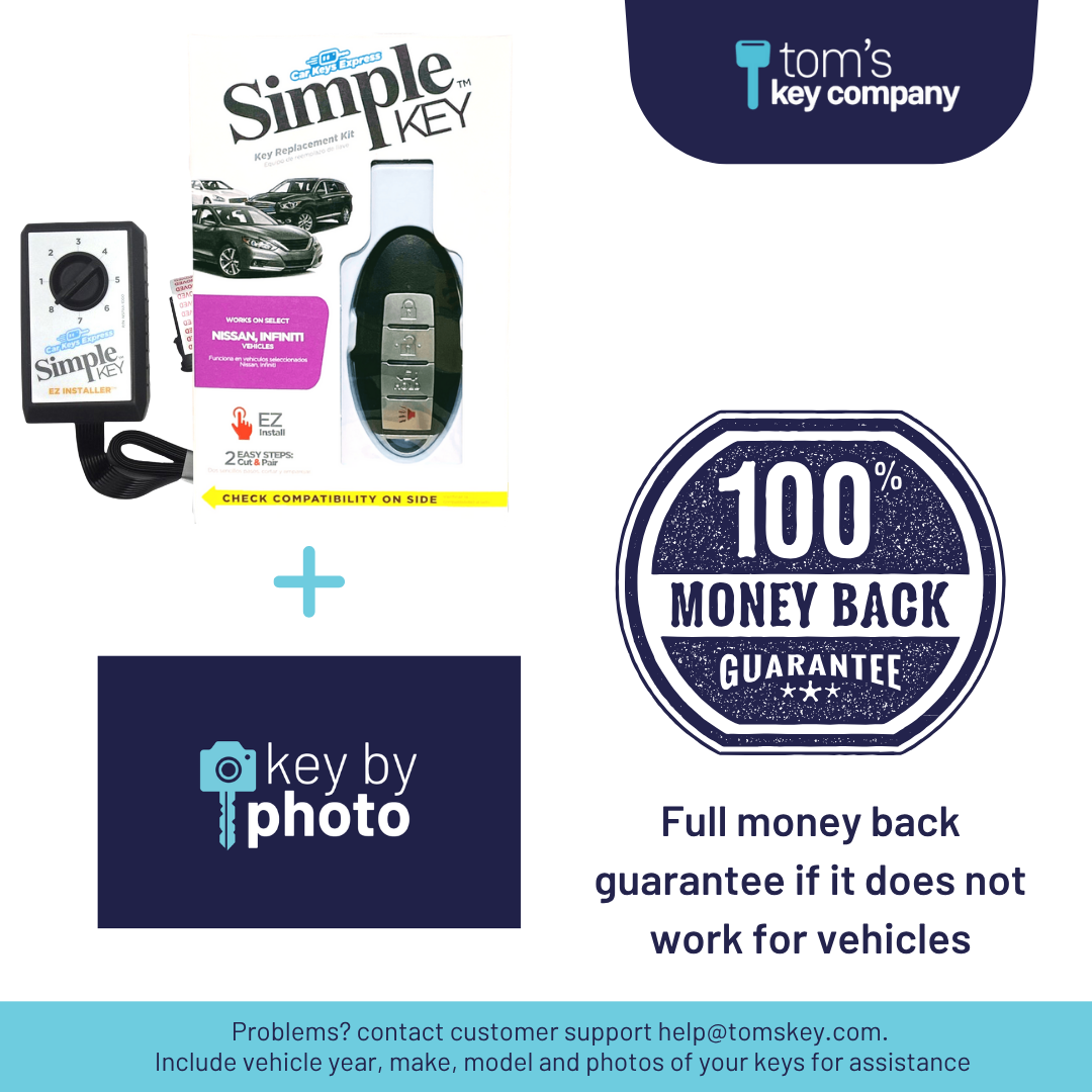 Ultimate Key Bundle DIY Car Key Replacement Kit with SimpleKey™ Programmer & Key By Photo™ Service | Select Nissan and INFINITI Vehicle with 4 Button Smart Key with Trunk Release Feature (NISSK4SK-KBP-UKB)