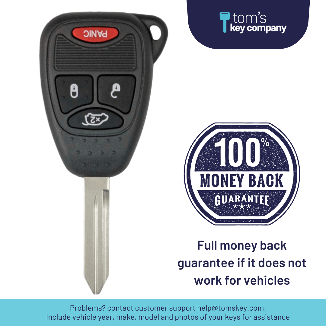 Chrysler, Dodge, & Jeep Key with 4 Button Remote Fob including Trunk Release (OHT692427AA-4B-46-Trunk)