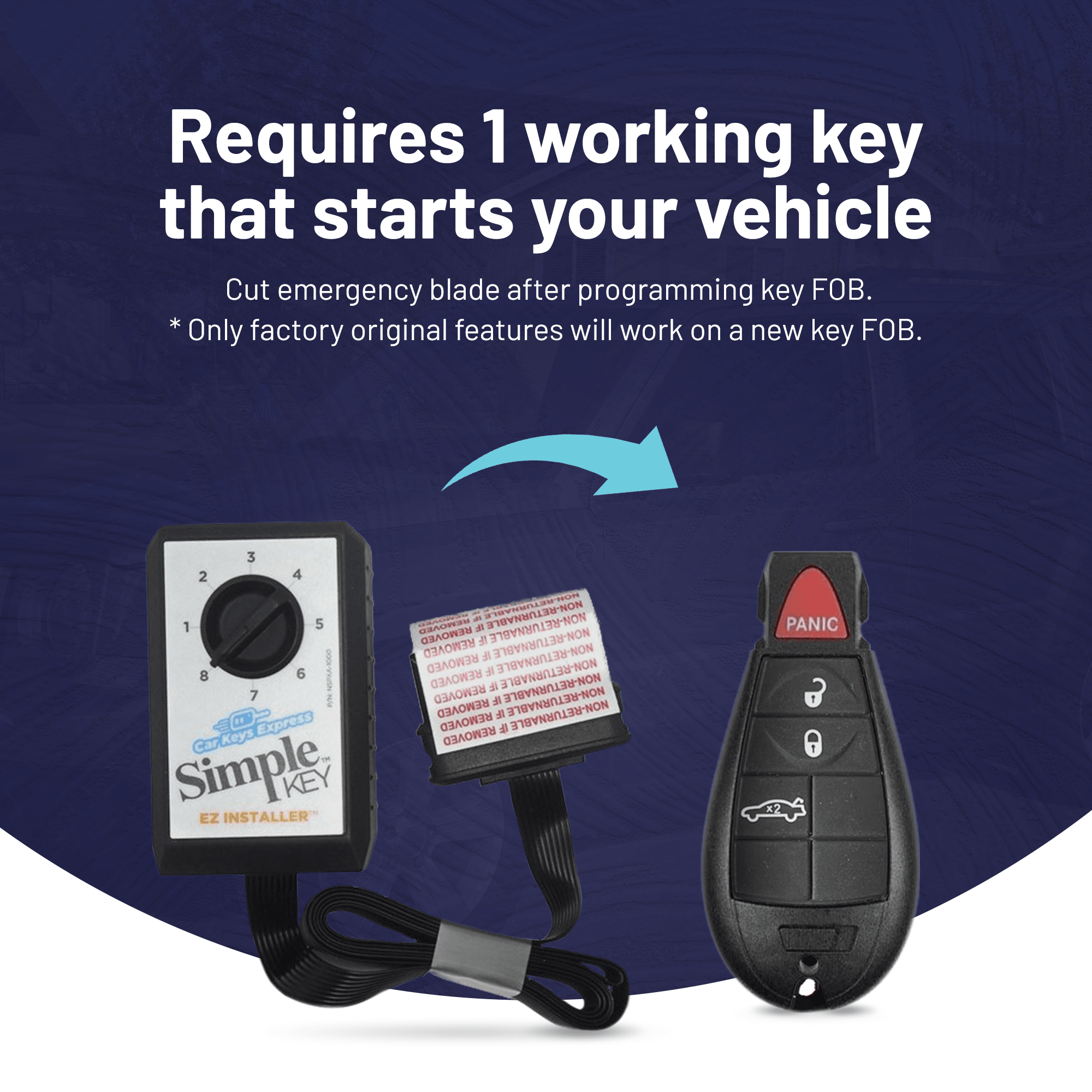 Chrysler, Dodge, Jeep and Volkswagen Simple Key Programmer for Smart Key Fob (CDFO-E4TZ0SK-KIT) - Tom's Key Company