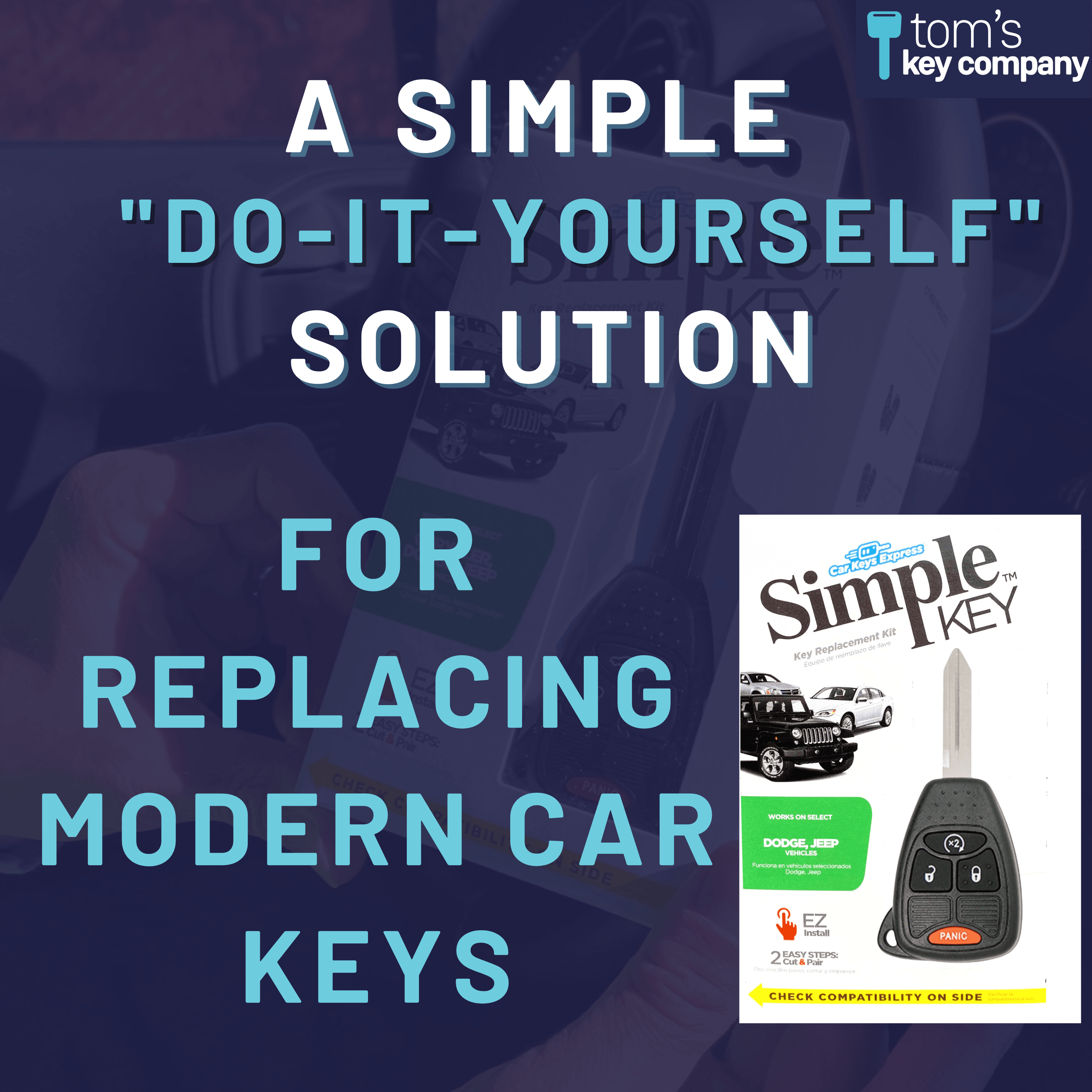 Dodge and Jeep Simple Key Programmer for Key with 4 Buttons Including Remote Start (CDRH-E4RZ0PB-RS-KIT) - Tom's Key Company